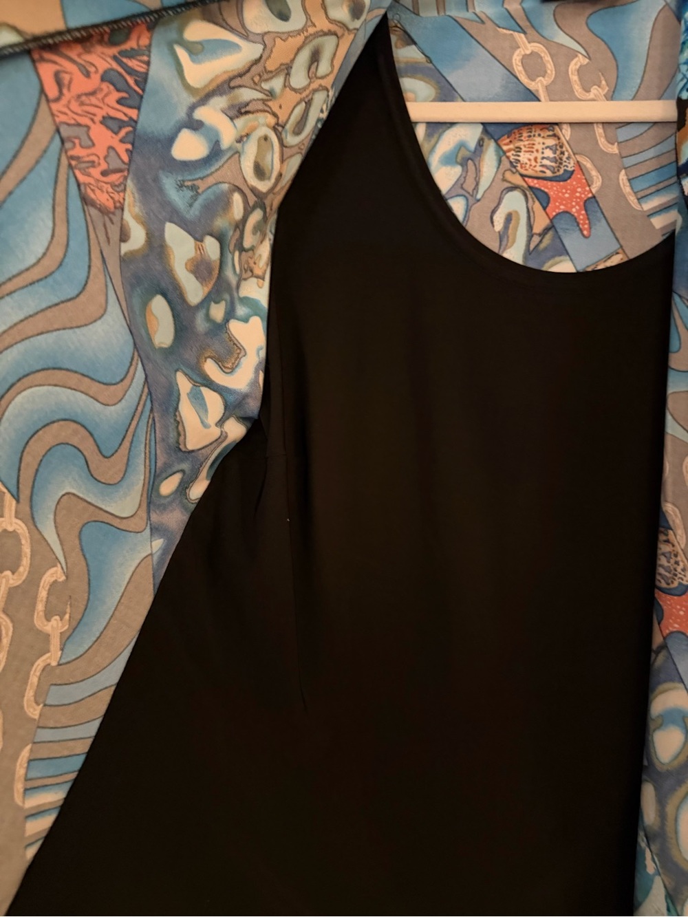 Blue Patterned Open-Front Blazer - Picture 2 of 4